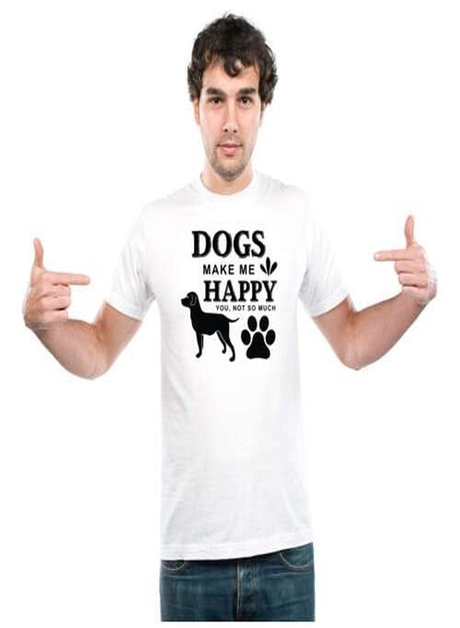 UDNAG Unisex Polyester Round Neck Graphic ' Dogs Make Me Happy' Regular Fit T-Shirt |White [Size 2YrsOld/46in Chest [XX-Large] - Image 1